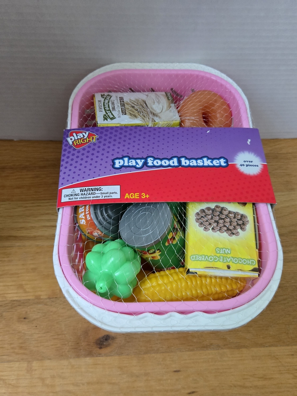 Kids Play Food Basket - Pretend Grocery Set